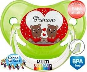 Petit ours et cœur + prénom: Sucette Physiologique-su7.fr