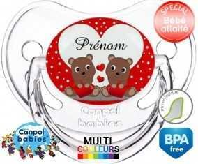 Petit ours et cœur + prénom: Sucette Physiologique-su7.fr