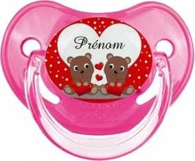 Petit ours et cœur + prénom: Sucette Physiologique-su7.fr