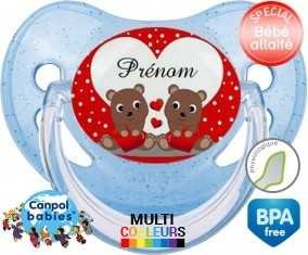 Petit ours et cœur + prénom: Sucette Physiologique-su7.fr