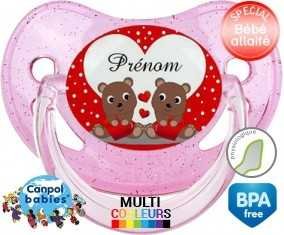 Petit ours et cœur + prénom: Sucette Physiologique-su7.fr