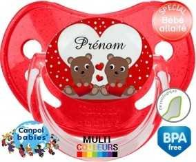Petit ours et cœur + prénom: Sucette Physiologique-su7.fr