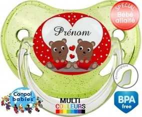 Petit ours et cœur + prénom: Sucette Physiologique-su7.fr