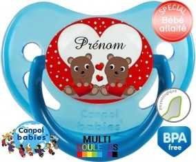 Petit ours et cœur + prénom: Sucette Physiologique-su7.fr