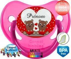 Petit ours et cœur + prénom: Sucette Physiologique-su7.fr