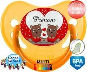 Petit ours et cœur + prénom: Sucette Physiologique-su7.fr