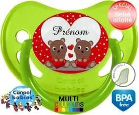 Petit ours et cœur + prénom: Sucette Physiologique-su7.fr
