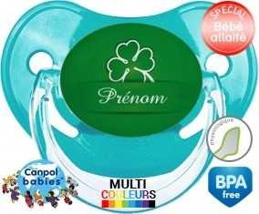 Tetine Porte bonheur + prénom embout Physiologique personnalisée