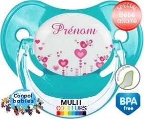 Oiseaux rose + prénom : Sucette Physiologique personnalisée