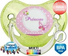 Papillon rose + prénom: Sucette Physiologique-su7.fr