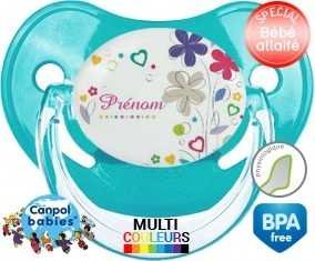Fleur + prénom : Sucette Physiologique personnalisée