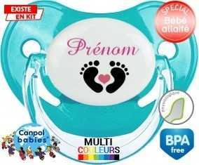Pied cœur (fille) + prénom: Sucette Physiologique-su7.fr
