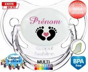 Pied cœur (fille) + prénom: Sucette Physiologique-su7.fr