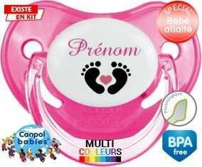Pied cœur (fille) + prénom: Sucette Physiologique-su7.fr