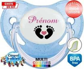 Pied cœur (fille) + prénom: Sucette Physiologique-su7.fr