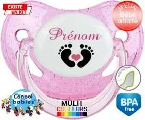 Pied cœur (fille) + prénom: Sucette Physiologique-su7.fr