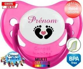 Pied cœur (fille) + prénom: Sucette Physiologique-su7.fr