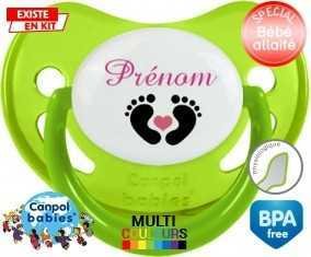 Pied cœur (fille) + prénom: Sucette Physiologique-su7.fr