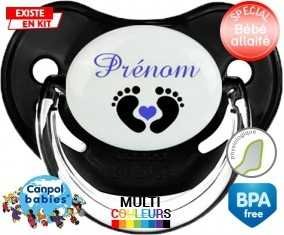 Pied cœur (garçon) + prénom: Sucette Physiologique-su7.fr