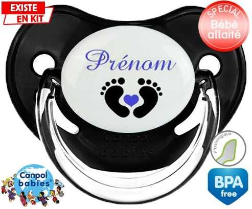 Pied cœur (garçon) + prénom: Sucette Physiologique-su7.fr