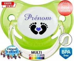 Pied cœur (garçon) + prénom: Sucette Physiologique-su7.fr