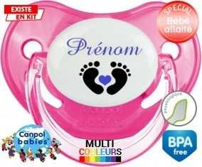 Pied cœur (garçon) + prénom: Sucette Physiologique-su7.fr