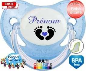 Pied cœur (garçon) + prénom: Sucette Physiologique-su7.fr