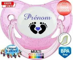 Pied cœur (garçon) + prénom: Sucette Physiologique-su7.fr