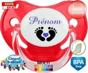 Pied cœur (garçon) + prénom: Sucette Physiologique-su7.fr