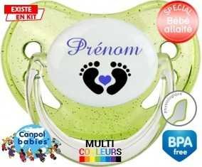 Pied cœur (garçon) + prénom: Sucette Physiologique-su7.fr