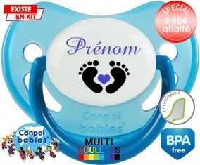 Pied cœur (garçon) + prénom: Sucette Physiologique-su7.fr