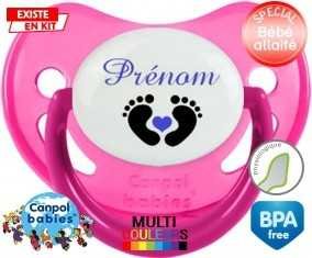 Pied cœur (garçon) + prénom : Sucette Physiologique