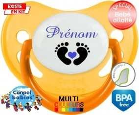 Pied cœur (garçon) + prénom: Sucette Physiologique-su7.fr