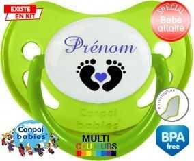 Pied cœur (garçon) + prénom: Sucette Physiologique-su7.fr