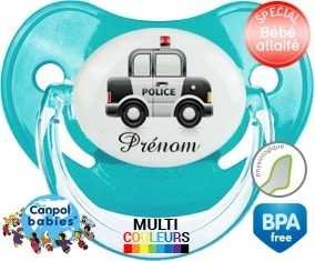 Voiture de police style2 + prénom : Sucette Physiologique personnalisée