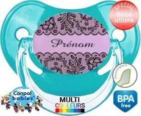 Dentelle + prénom: Sucette Physiologique-su7.fr