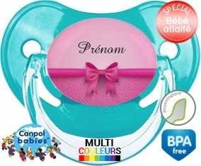 Tetine Flot rose + prénom embout Physiologique personnalisée