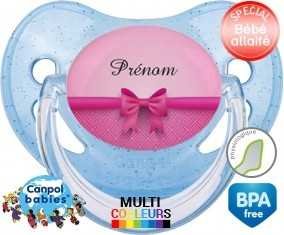 Flot rose + prénom: Sucette Physiologique-su7.fr