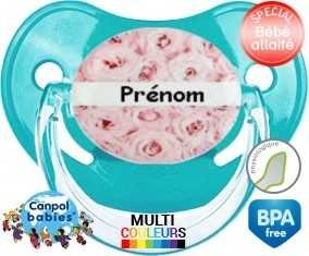 Roses + prénom : Sucette Physiologique personnalisée