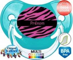 Tigre rose + prénom : Sucette Physiologique personnalisée