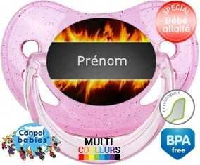 Feu flammes + prénom: Sucette Physiologique-su7.fr