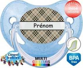 Ecossais beige + prénom: Sucette Physiologique-su7.fr