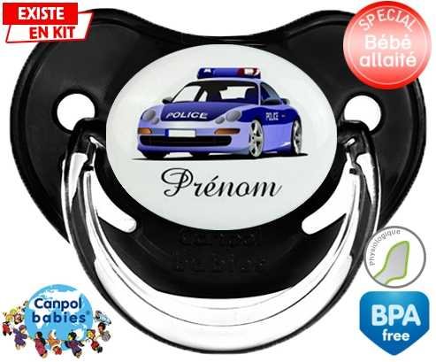 Voiture de police style1 + prénom: Sucette Physiologique-su7.fr
