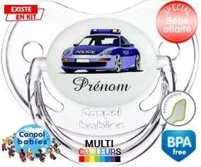 Voiture de police style1 + prénom: Sucette Physiologique-su7.fr