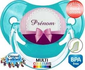 Tetine Noeud papillon + prénom embout Physiologique personnalisée