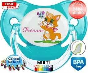 Chat papillon style1 + prénom : Tétine Physiologique personnalisée