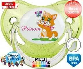 Chat papillon style1 + prénom: Sucette Physiologique-su7.fr