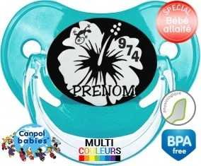 Tetine Réunion + prénom embout Physiologique personnalisée