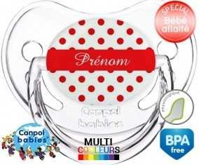 Pois rouge + prénom: Sucette Physiologique-su7.fr