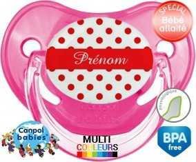 Pois rouge + prénom: Sucette Physiologique-su7.fr